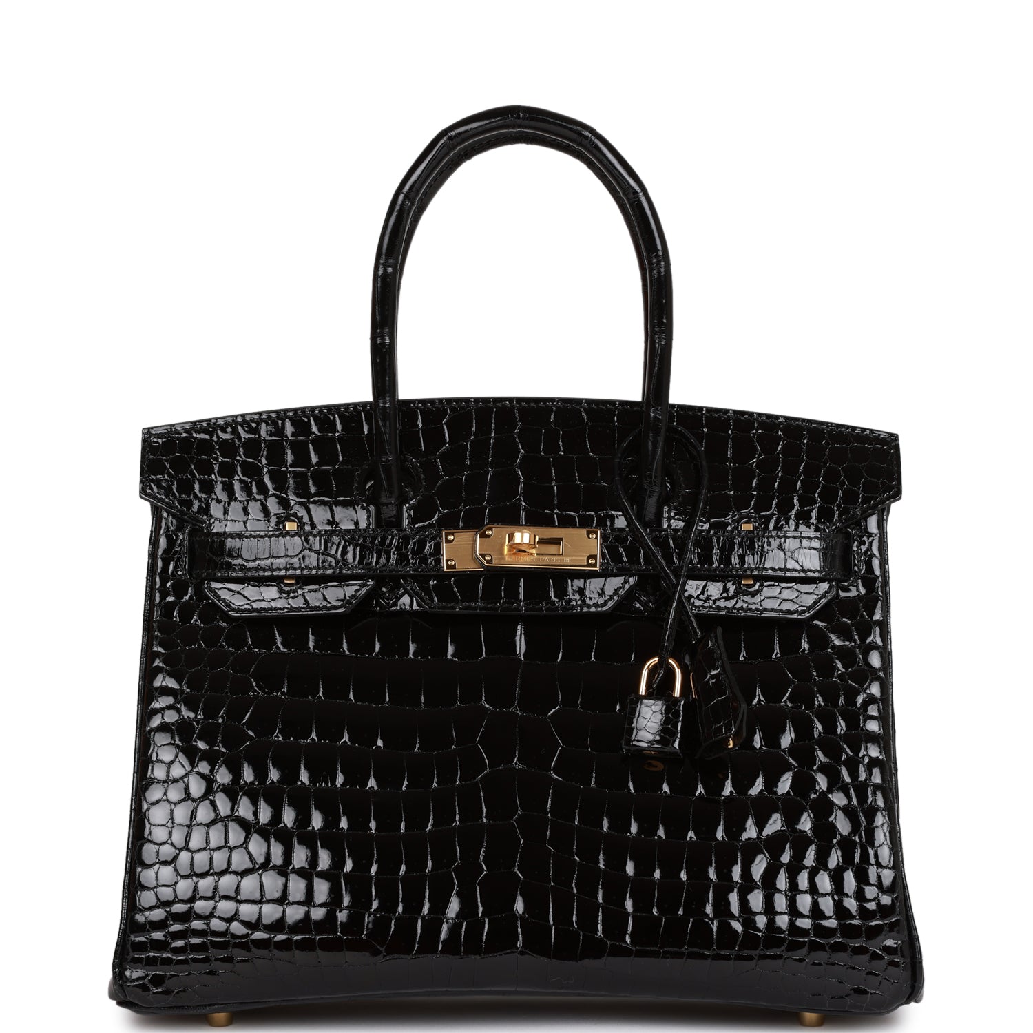 Hermes Birkin 30 Black Shiny Niloticus Gold Hardware - PurseAura