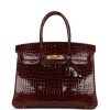 Hermes Birkin 30 Bordeaux Shiny Crocodile Gold Hardware - PurseAura