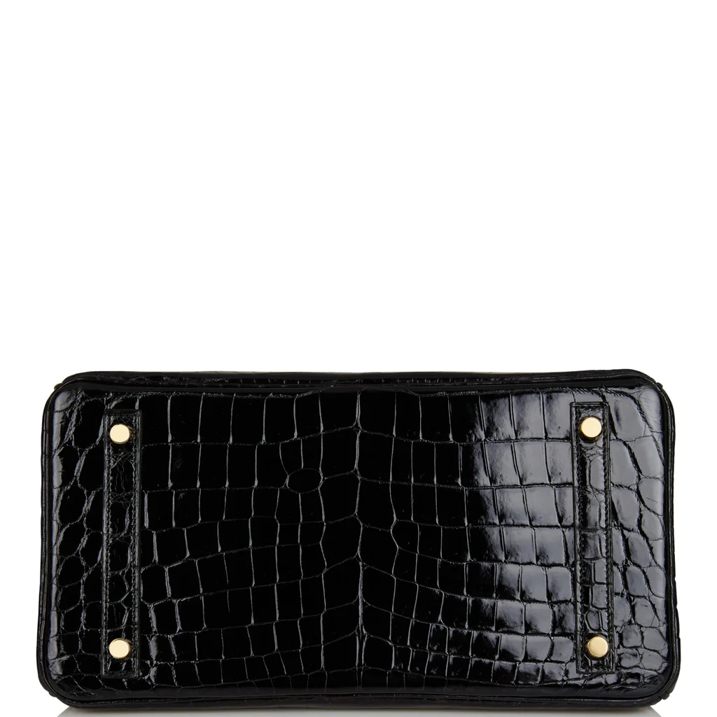 Hermes Birkin 30 Black Shiny Niloticus Gold Hardware - PurseAura - Image 6