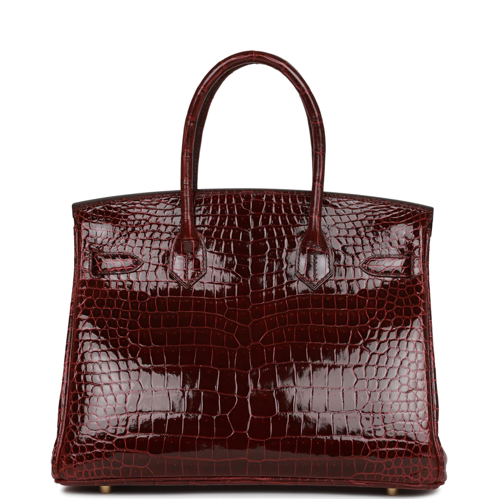 Hermes Birkin 30 Bordeaux Shiny Crocodile Gold Hardware - PurseAura - Image 5