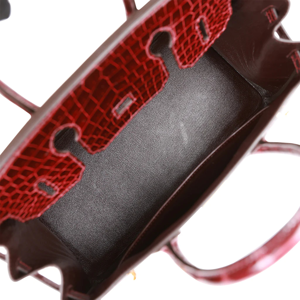 Hermes Birkin 30 Bordeaux Shiny Crocodile Gold Hardware - PurseAura - Image 9
