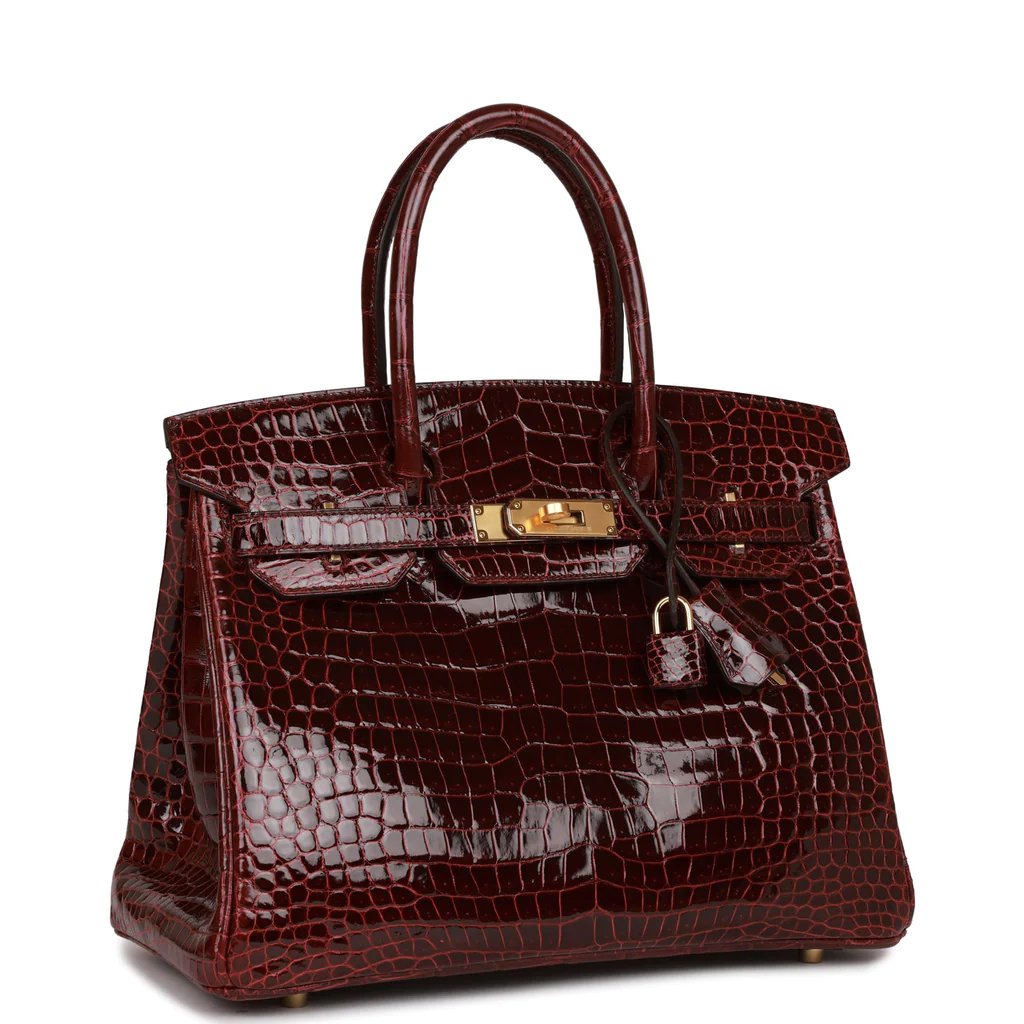 Hermes Birkin 30 Bordeaux Shiny Crocodile Gold Hardware - PurseAura - Image 3