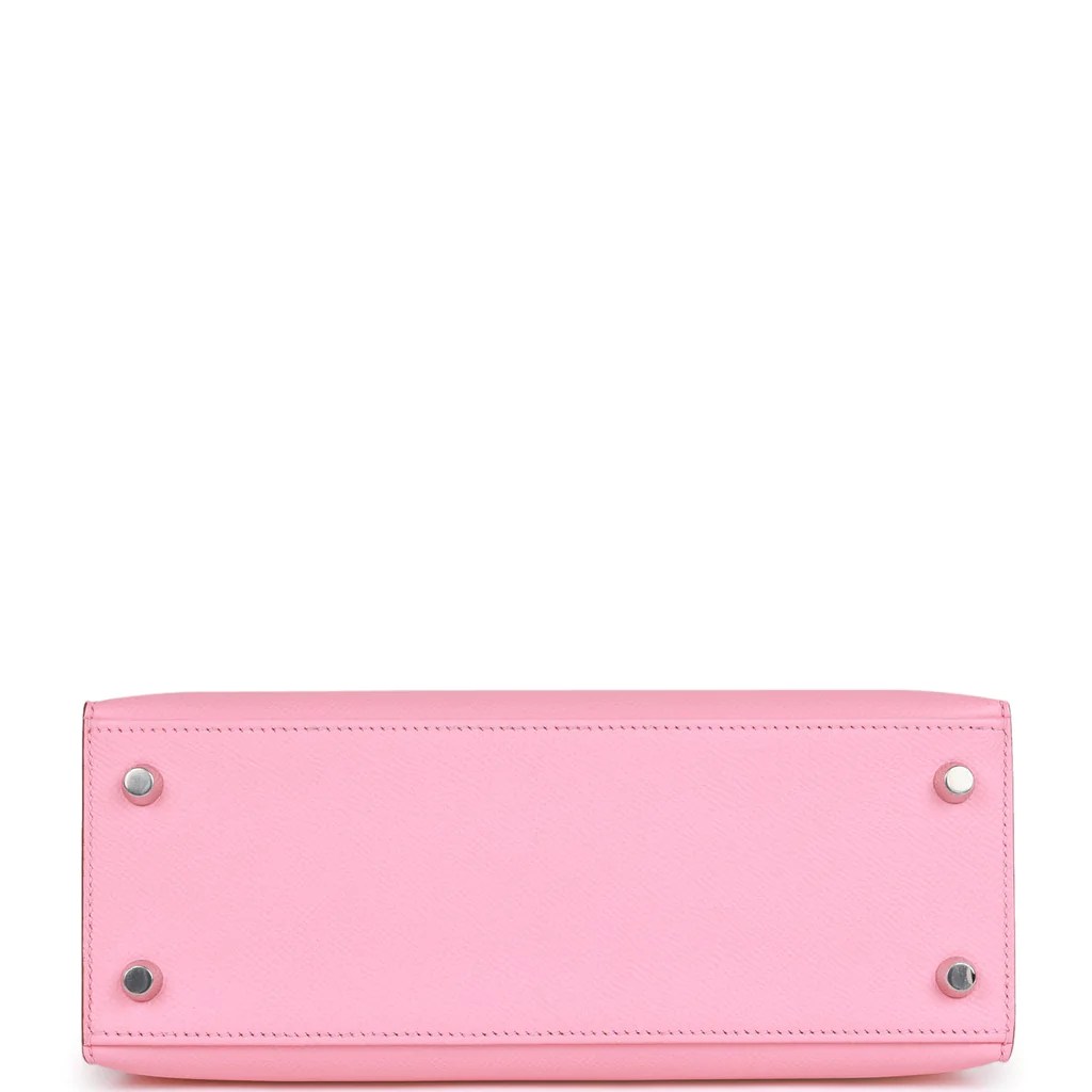 Hermes Kelly Sellier 25 Rose Confetti Epsom Palladium Hardware - PurseAura - Image 8