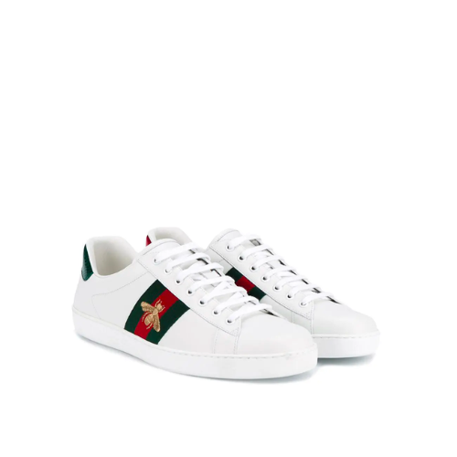 Gucci Ace Embroidered Sneaker Bee White - PurseAura