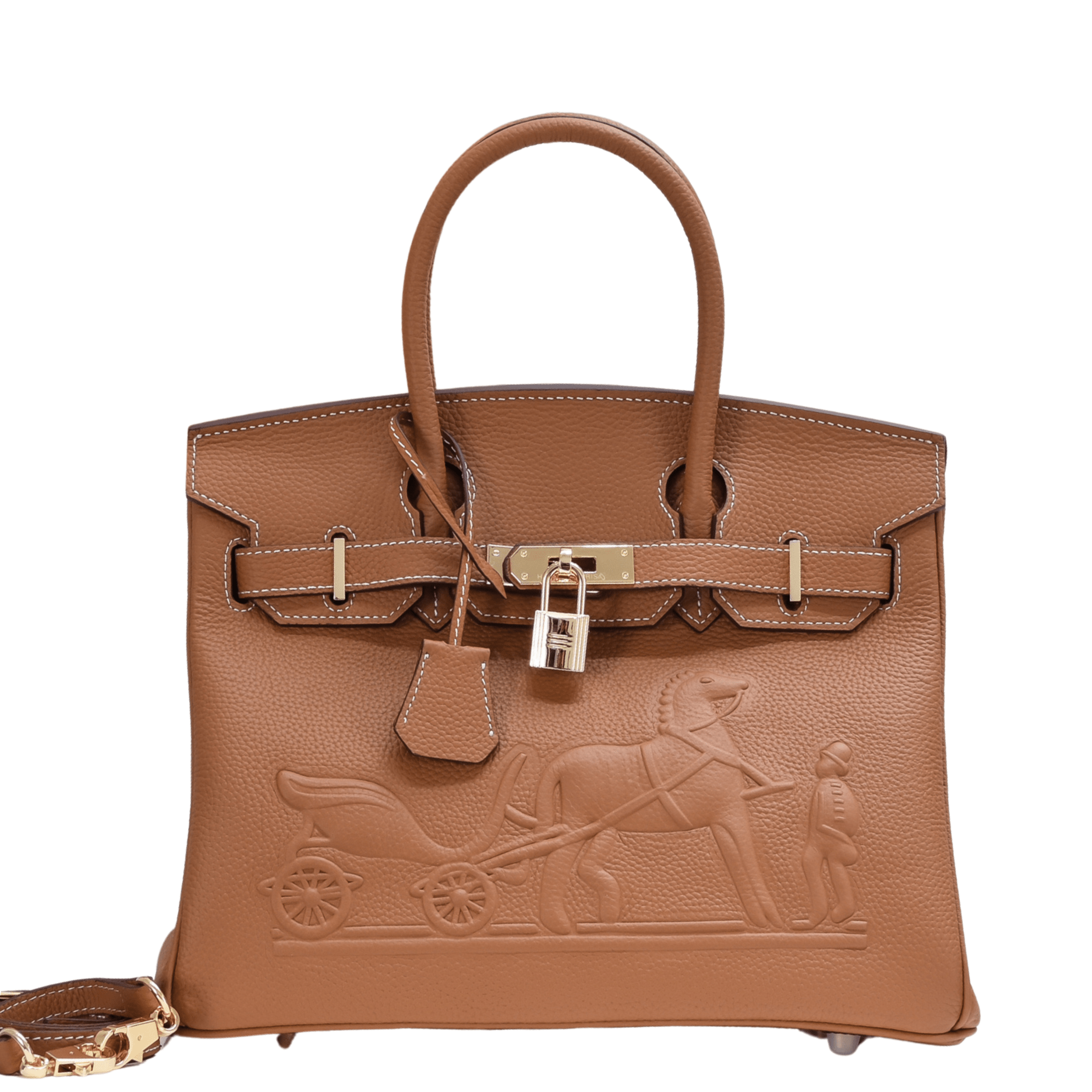 Hermes Birkin 30CM Brown Horse Draw Carriage Embossed - PurseAura - Image 2