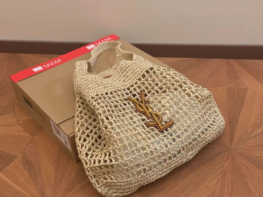 Saint Laurent Raffia Icare Tote Bag Naturel And Brown Gold 45Cm 772191Gaaek2063 - PurseAura - Image 3