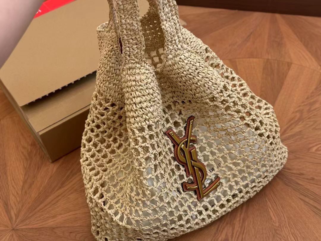 Saint Laurent Raffia Icare Tote Bag Naturel And Brown Gold 45Cm 772191Gaaek2063 - PurseAura - Image 4