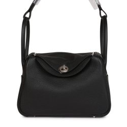 H Handbags Lindy 26 Black Clemence Palladium Hardware