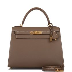H Handbags Kelly Sellier 28 Etoupe Epsom Gold Hardware
