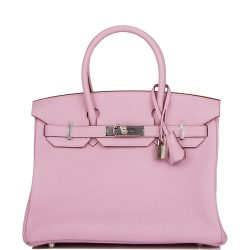 H Handbags Birkin 30 Mauve Sylvestre Clemence Palladium Hardware