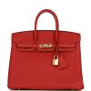 H Handbags Birkin 25 Rouge Vif Togo Gold Hardware