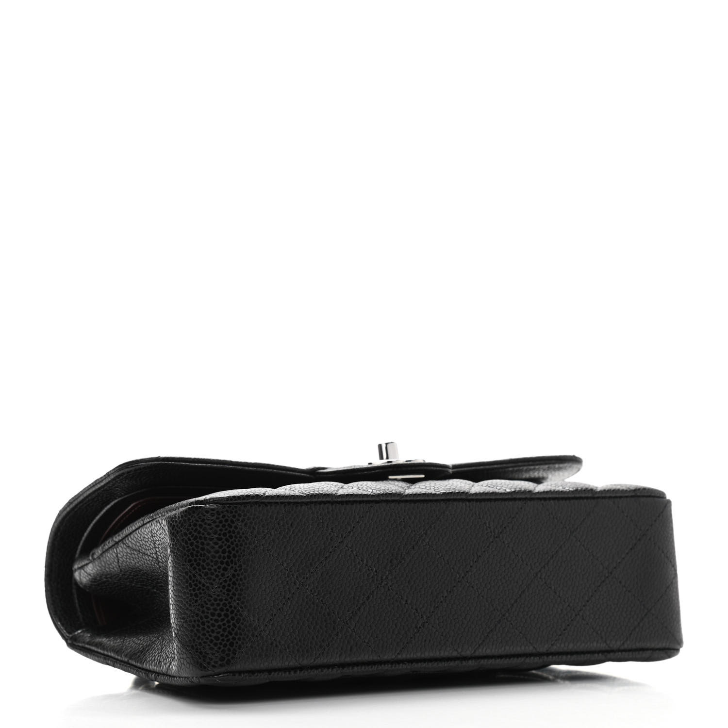 Black Quilted Caviar Small Double Flap Silver Hardware - Image 3