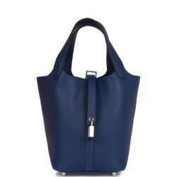 H Handbags Picotin Lock 18 Bleu Saphir Maurice Palladium Hardware