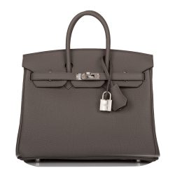 H Handbags Birkin 25 Etain Togo Palladium Hardware