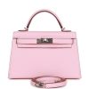H Handbags Kelly Sellier 20 Rose Sakura Chevre Palladium Hardware