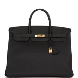 H Handbags Birkin 40 Black Togo Gold Hardware