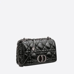 Large Dior Caro Bag Black  Calfskin
