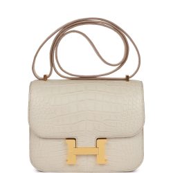 H Handbags Constance 18 Beton Matte Alligator Gold Hardware