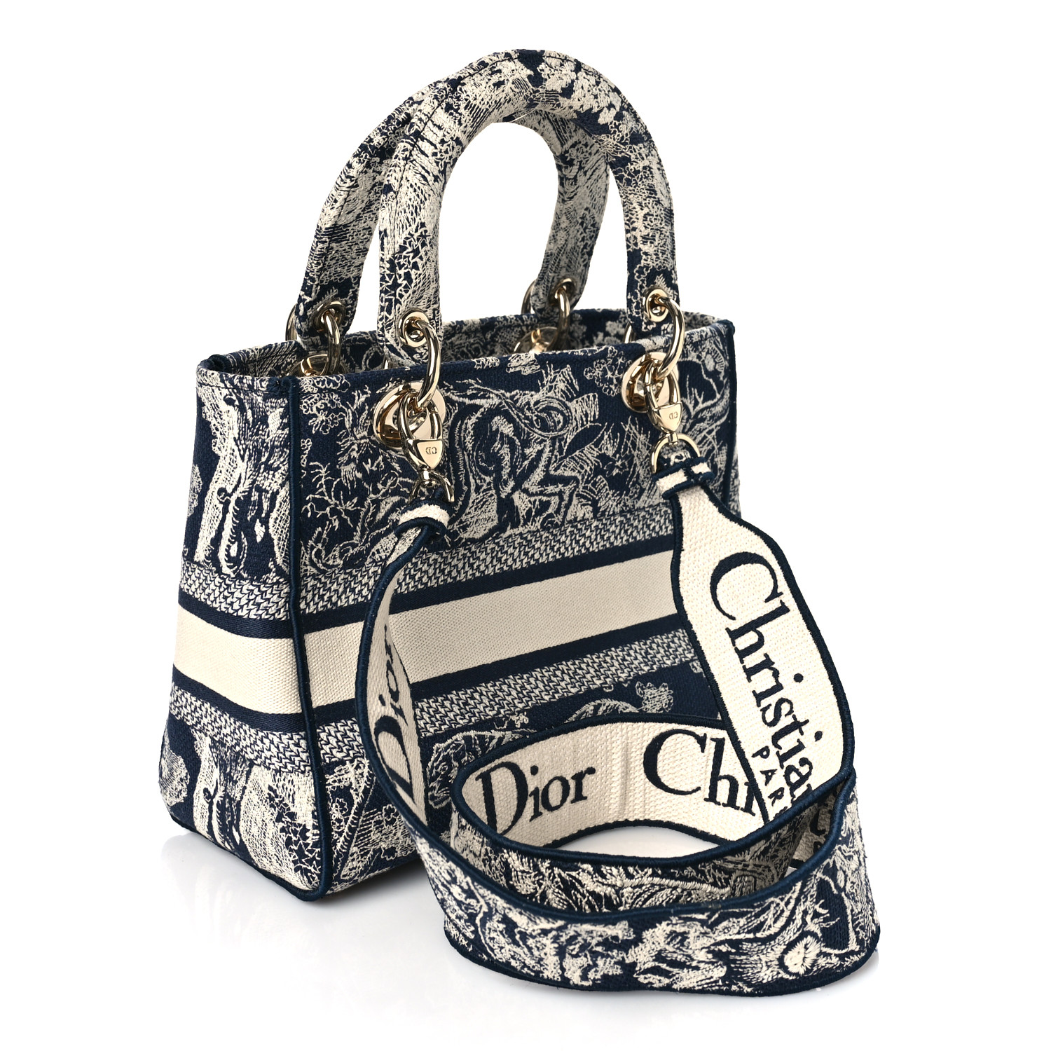 Christian Dior Toile Lady D-Lite Blue - Image 2