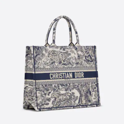 Large Dior Book Tote Blue Toile De  (42 X 35 X 18.5 Cm)