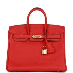 H Handbags Birkin 25 Rouge De Coeur Togo Gold Hardware