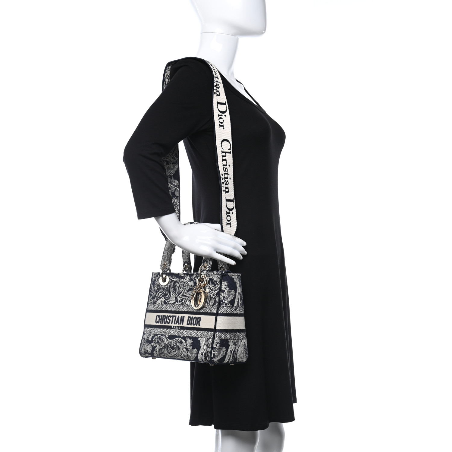 Christian Dior Toile Lady D-Lite Blue - Image 4