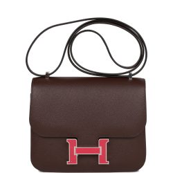 H Handbags Constance 18 Rouge Sellier Epsom Palladium Hardware