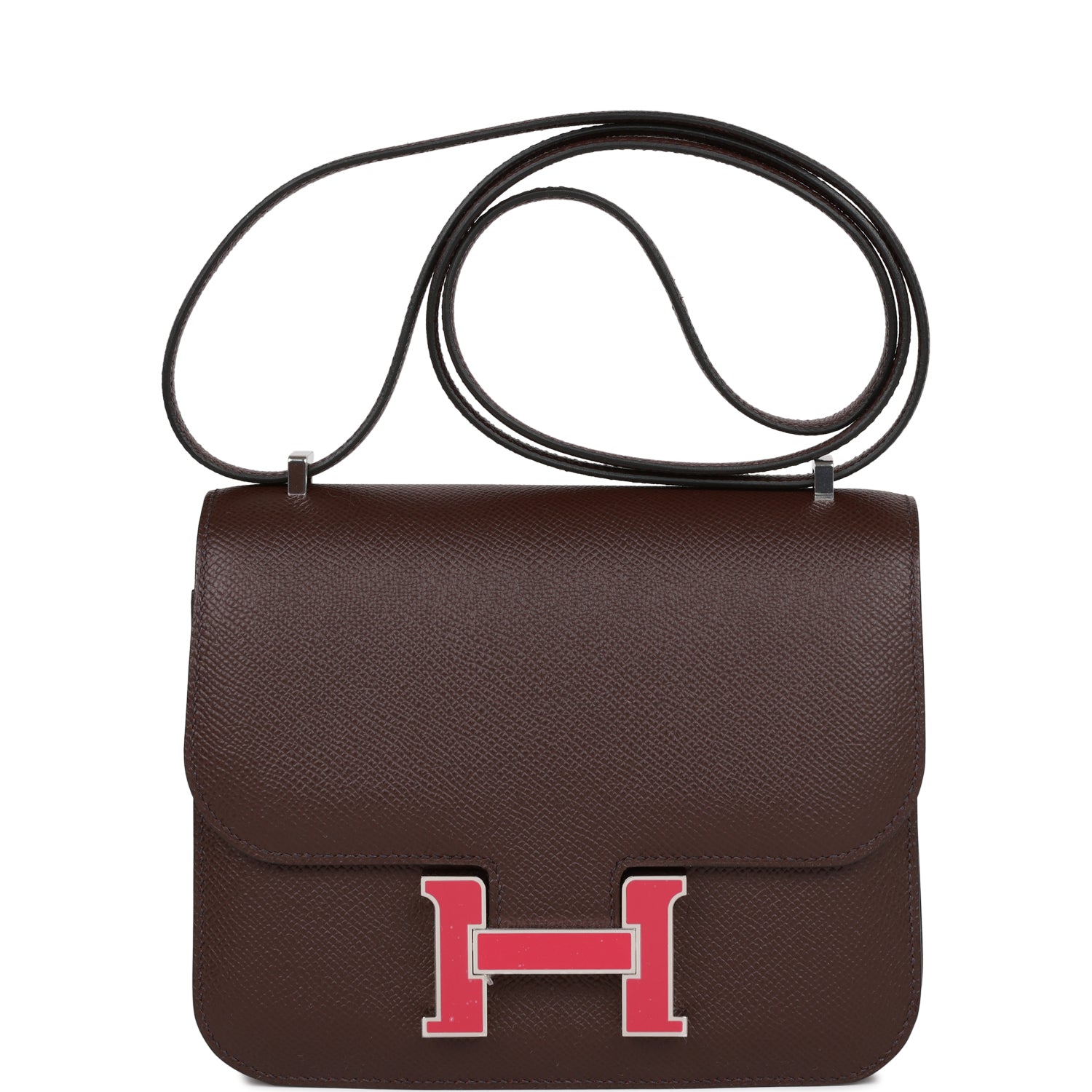 H Handbags Constance 18 Rouge Sellier Epsom Palladium Hardware
