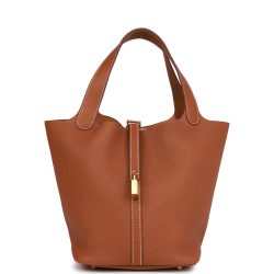 H Handbags Picotin Lock 22 Gold Clemence Gold Hardware