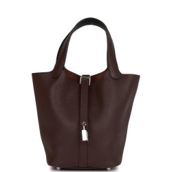 H Handbags Eclat Picotin Lock 18 Rouge Sellier Clemence Palladium Hardware