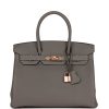 H Handbags Birkin 30 Gris Meyer Togo Rose Gold Hardware