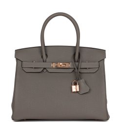 H Handbags Birkin 30 Gris Meyer Togo Rose Gold Hardware