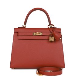 H Handbags Kelly Sellier 25 Rouge Venetian Epsom Gold Hardware