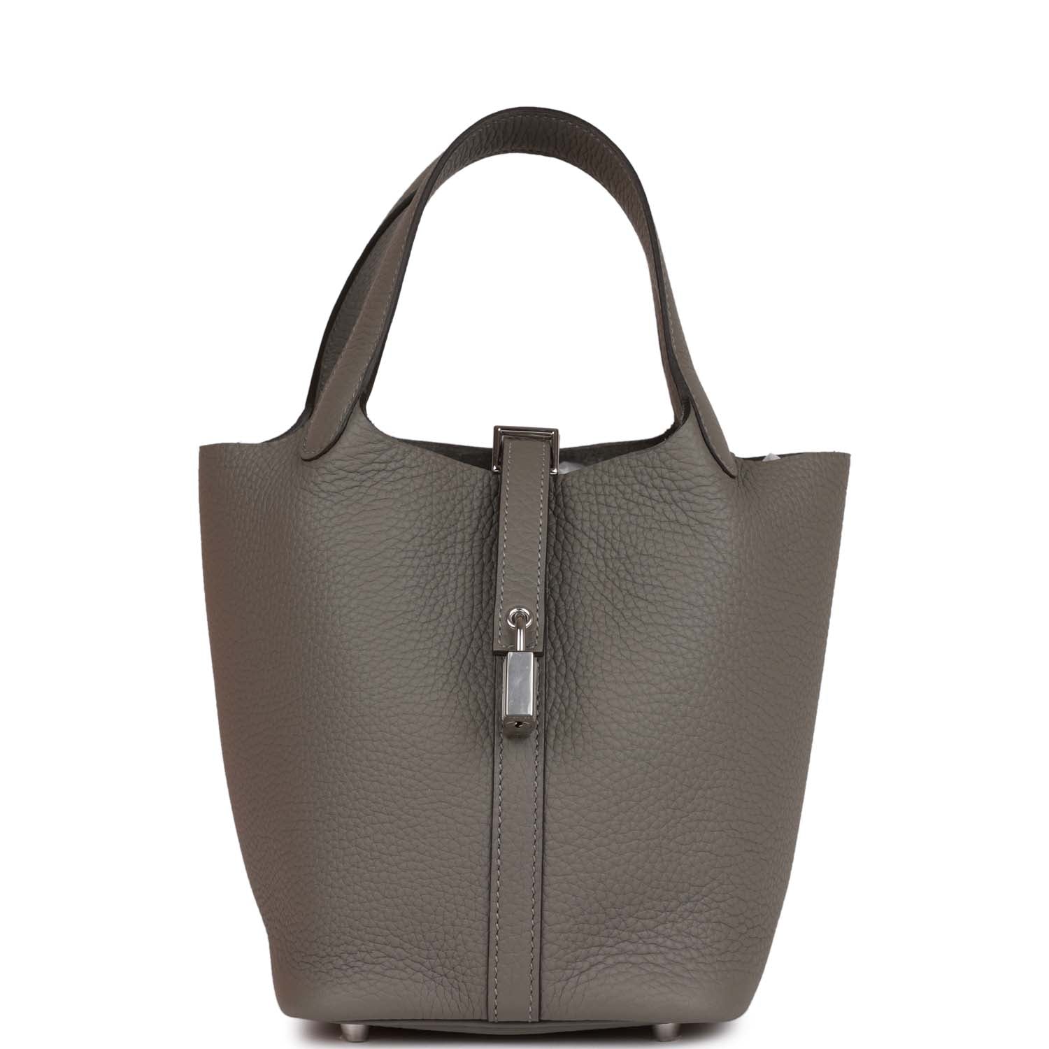 H Handbags Picotin Lock 18 Gris Meyer Clemence Palladium Hardware