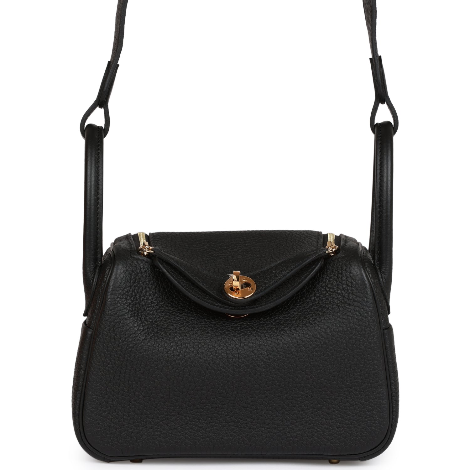 H Handbags Mini Lindy Black Clemence Gold Hardware
