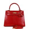 H Handbags Kelly Sellier 25 Braise Shiny Porosus Crocodile Gold Hardware