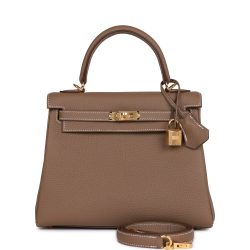 H Handbags Kelly Retourne 25 Etoupe Togo Gold Hardware