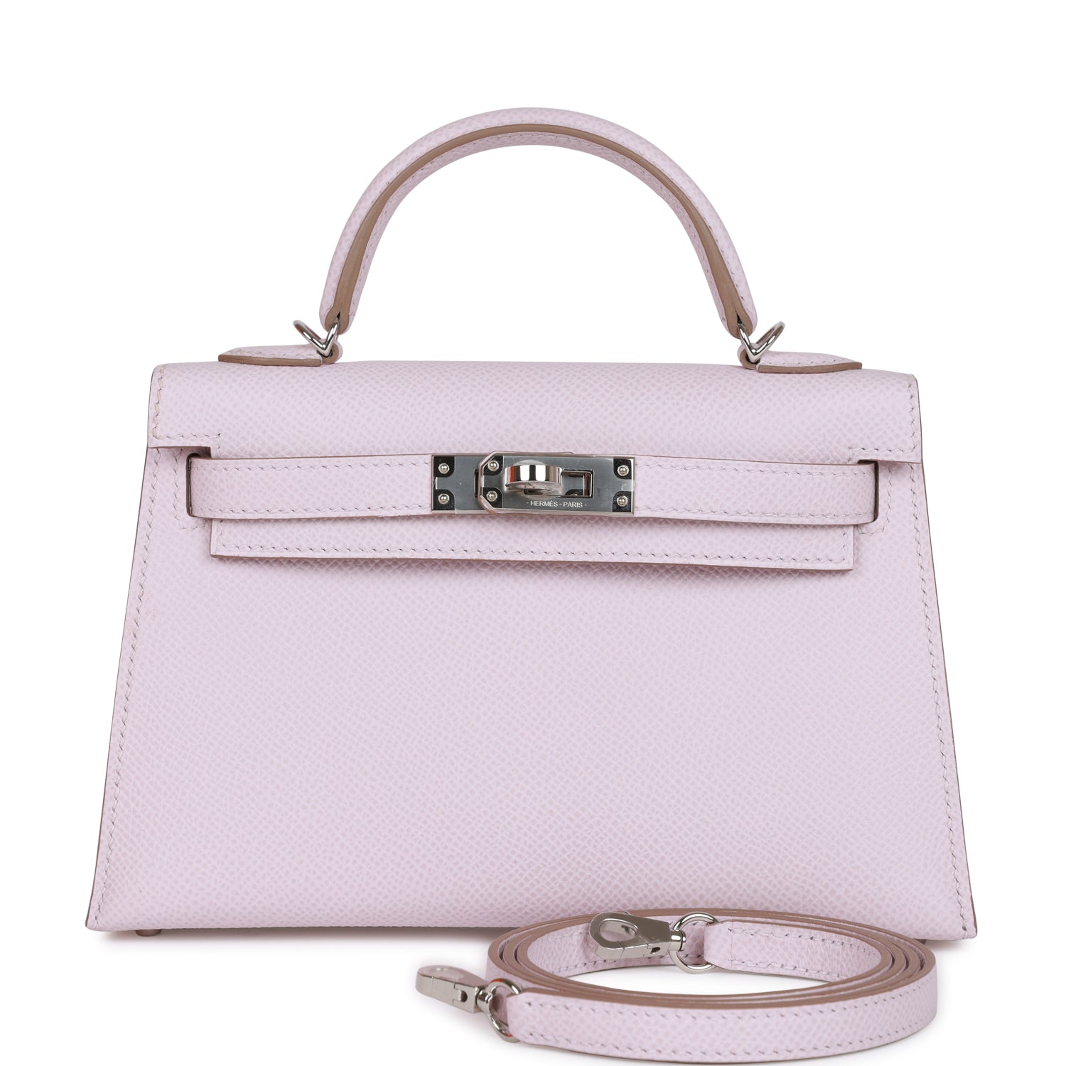 H Handbags Kelly Sellier 20 Mauve Pale Epsom Palladium Hardware