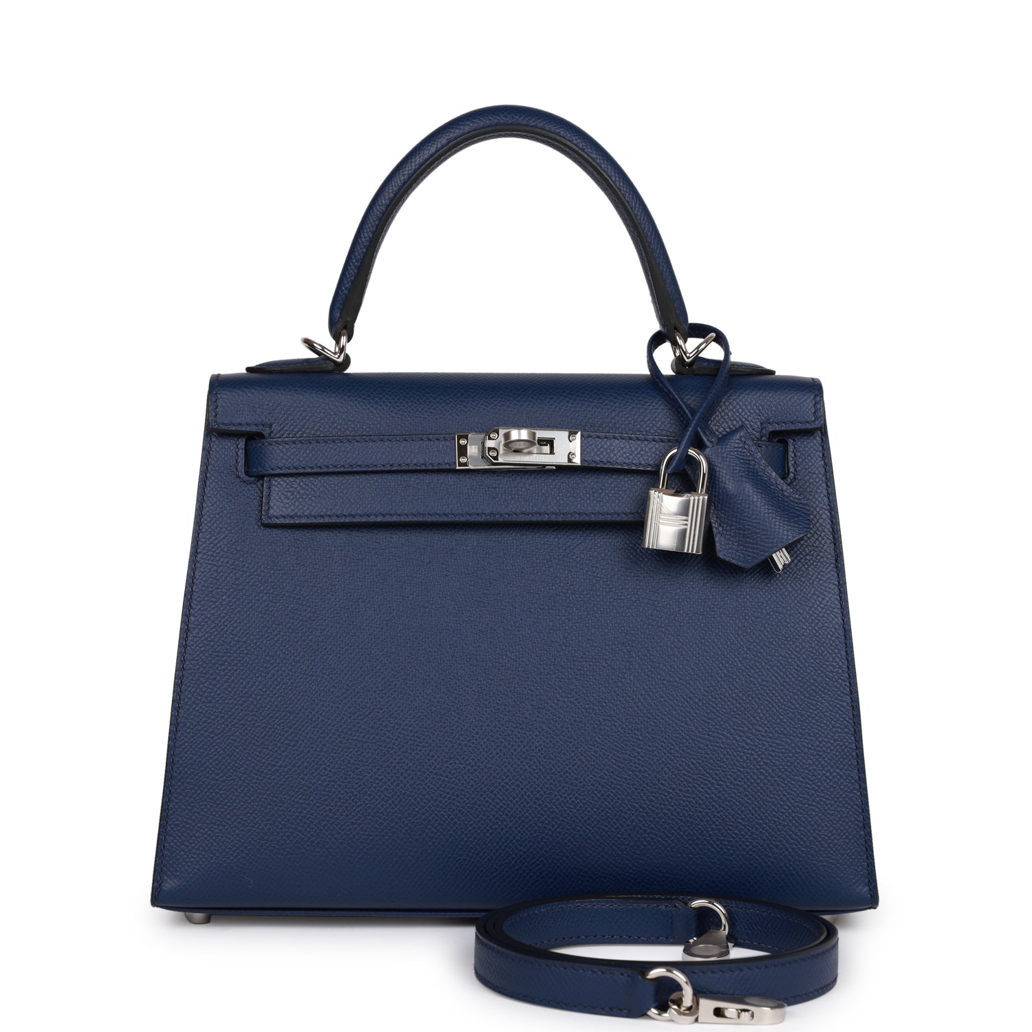 H Handbags Kelly Sellier 25 Bleu Saphir Epsom Palladium Hardware