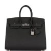 H Handbags Birkin Sellier 25 Black Epsom Palladium Hardware