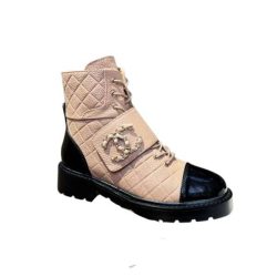 Chanel Fall Winter 22 23 Lace Up Boots Beige Black G39516 Y56261 K5119