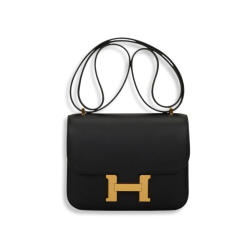 H Handbags Constance Bag 18 Black Epsom Gold Hardware