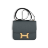 H Handbags Constance 18 Bleu Orage Epsom Gold Hardware