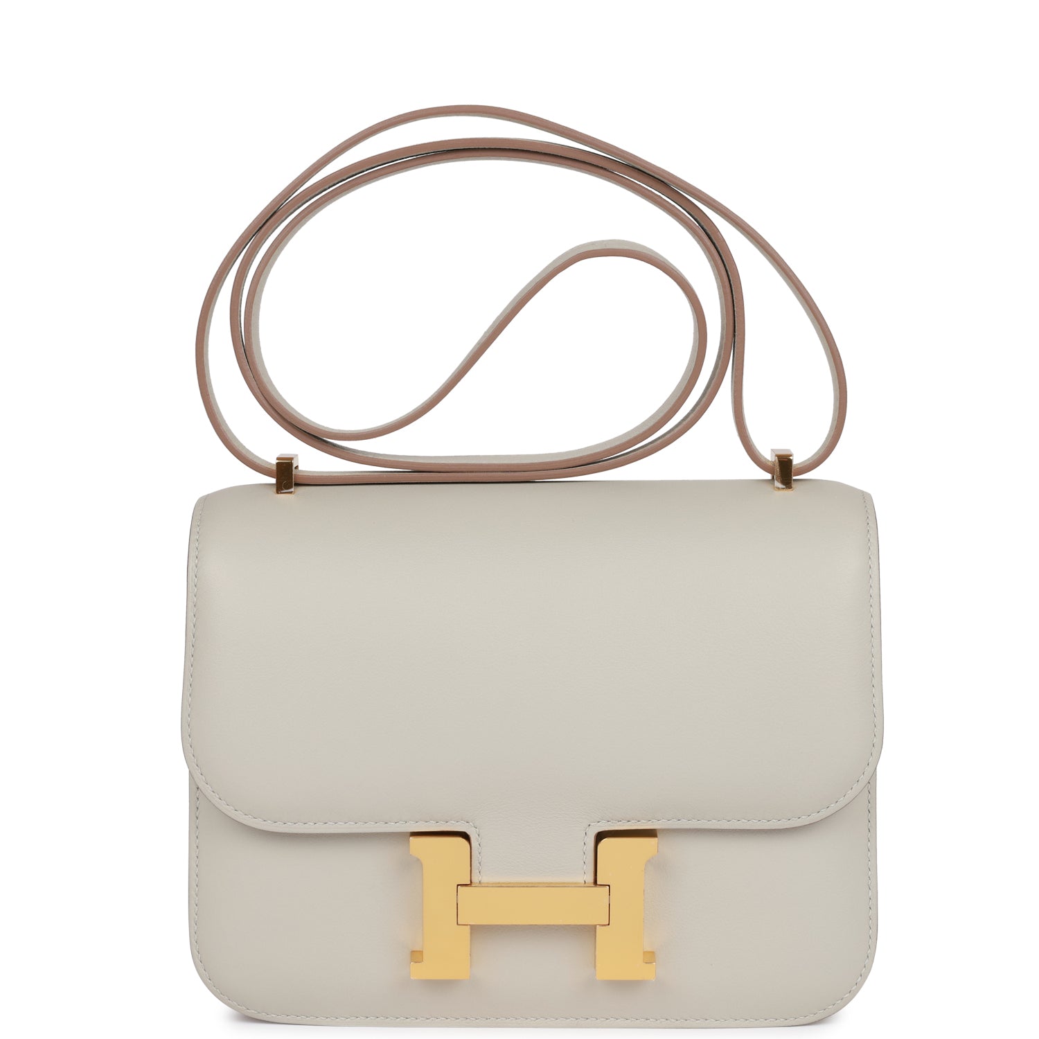 H Handbags Constance 18 Gris Perle Swift Gold Hardware
