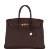 H Handbags Birkin 35 Rouge Sellier Clemence Gold Hardware