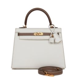 H Handbags Special Order (Hss) Kelly Sellier 25 White And Etoupe Epsom Gold Hardware