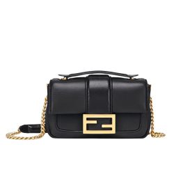 Fendi Women Mini Baguette Chain Shoulder Bag Black 19Cm