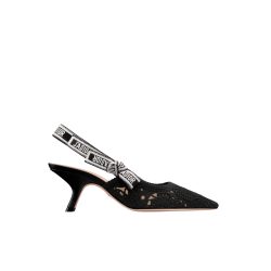 Dior J'Adior Slingback Pump Transparent Mesh Embroidered With Butterfly Motif Black Kdv039Bye S900