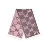 Gucci GG Cashmere Jacquard Scarf Grey And Pink