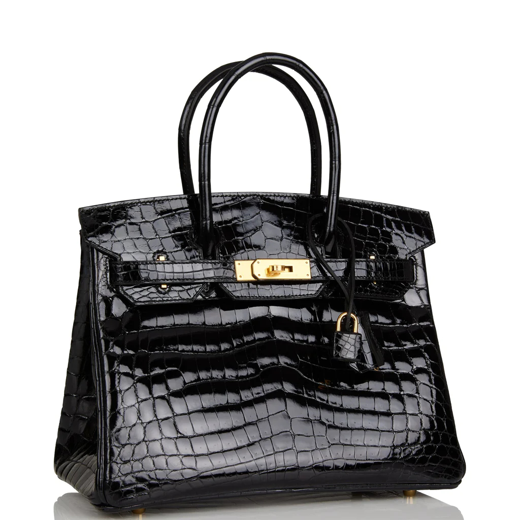 Hermes Birkin 30 Black Shiny Niloticus Gold Hardware - Image 2